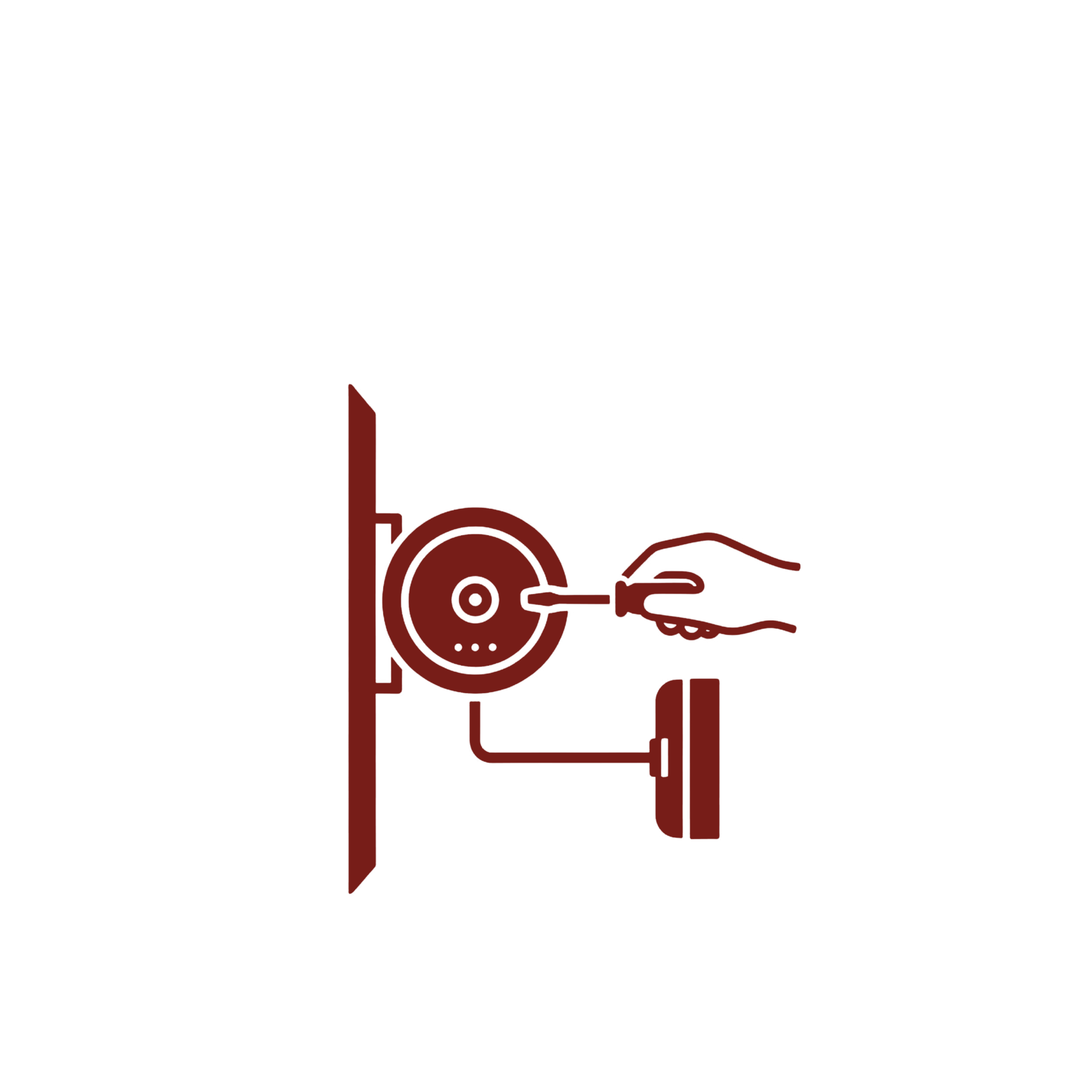 Fire alarm installation icon with alarm device and signal